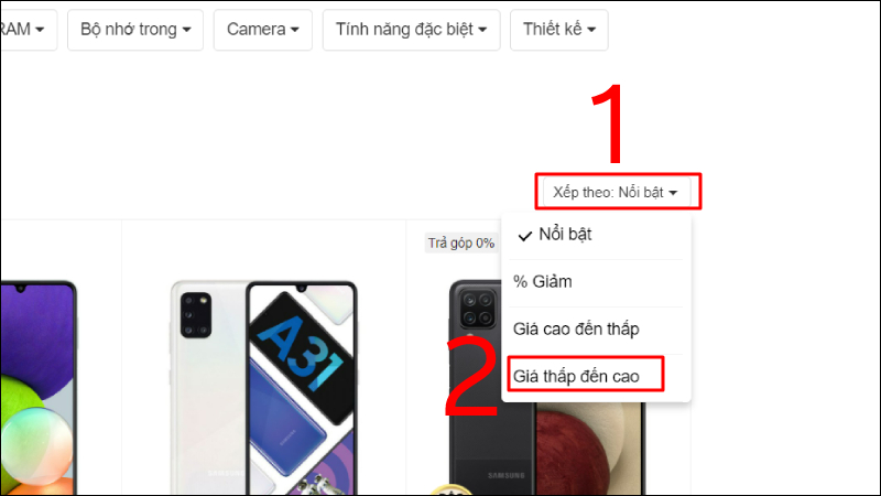Chọn giá từ thấp đến cao